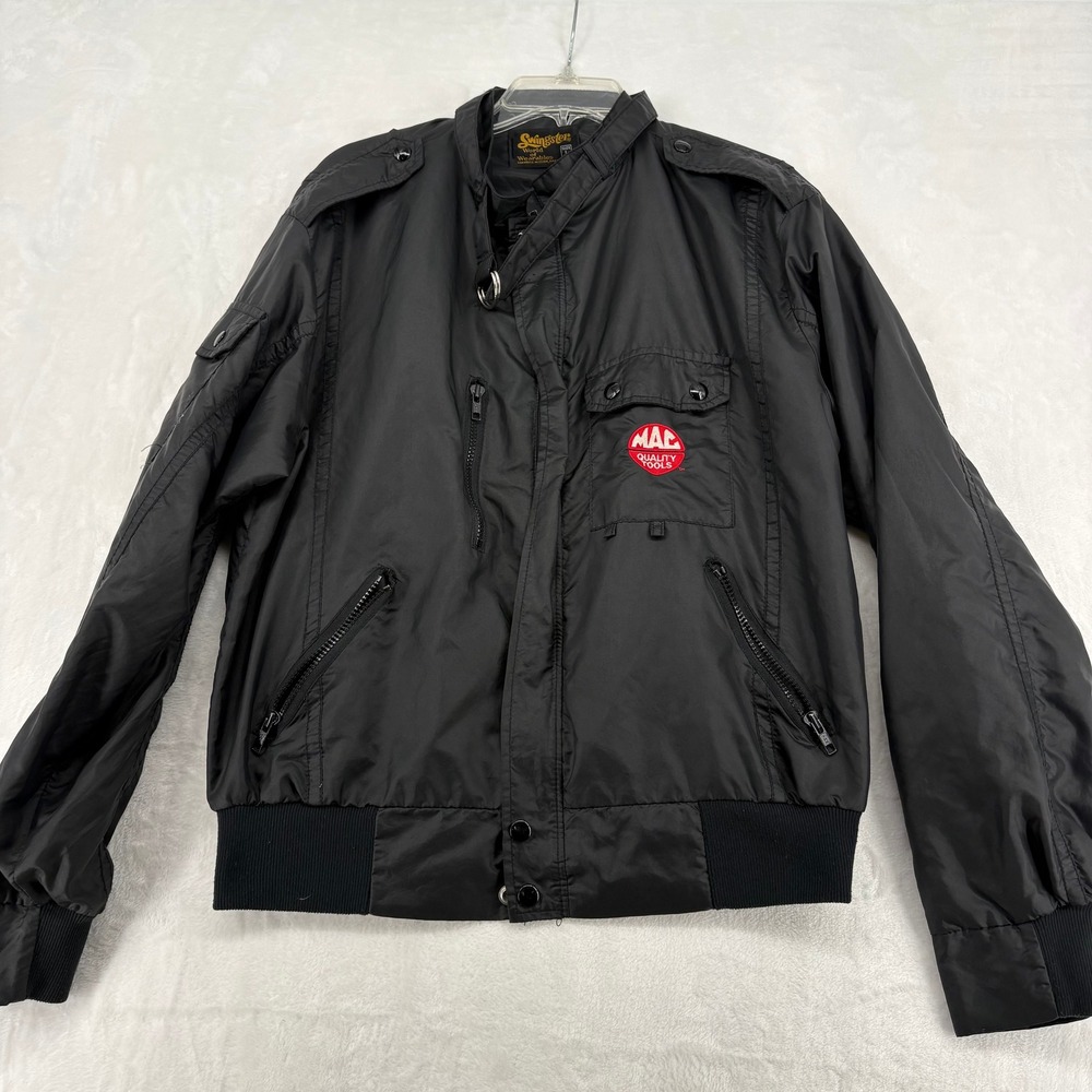 Swingster‎ Bomber Jacket Mens Large Jacket Black Mac Tools Vintage Epaulets L